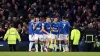 Everton’s Michael Keane celebrates scoring their side’s first goal of the game with team-mates during the Premier League mat