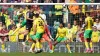 Joel Latibeaudiere scores Swansea’s opener in the win at Norwich (Joe Giddens/PA)