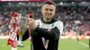 Sheffield United manager Paul Heckingbottom lifts the second-placed trophy after his side’s win over Preston (Ian Hodgson/PA