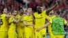 Inter Milan’s Romelu Lukaku (right), celebrates with his team-mates after converting a late penalty at Benfica (Armando Fran