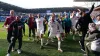 Swansea celebrate after their dramatic victory (David Davies/PA)