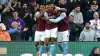 Aston Villa’s Tyrone Mings (centres) celebrates scoring their side’s first goal of the game with team-mates during the Premi