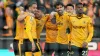 Wolves celebrate their early opener against Crystal Palace (Nick Potts/PA)