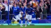 Abdoulaye Doucoure, left, celebrates after scoring the only goal in Everton’s win over Bournemouth that secured their Premie