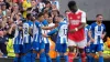 Pervis Estupinan celebrates after scoring in Brighton’s 3-0 win at Arsenal