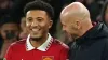 Manchester United’s Jadon Sancho with manager Erik ten Hag