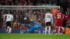 Liverpool’s Mohamed Salah scores their side’s first goal of the game from the penalty spot 