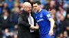 Sean Dyche, left, said he retains full faith in Michael Keane despite criticism of the defender’s performances (Anthony Devl