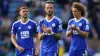 James Maddison, centre, looks dejected following Leicester’s relegation from the Premier League (Joe Giddens/PA)