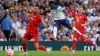 England’s Bukayo Saka shoots at goal during England’s win over North Macedonia (Martin Rickett/PA)