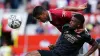 Manchester United’s Raphael Varane (top) and Arsenal’s Gabriel Jesus battle for the ball during a Premier League match at Ol