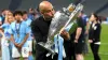 Pep Guardiola celebrates after winning the Champions League (Martin Rickett/PA)