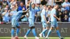 Coventry’s USA international Haji Wright (second from left) celebrates his first goal for the club in their 3-0 win over Mid