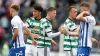 Celtic’s Callum McGregor shake hands with Kilmarnock’s goal hero Marley Watkins (right) after the final whistle (Steve Welsh