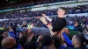 Kieran McKenna celebrates Ipswich’s promotion back to the Sky Bet Championship (Joe Giddens/PA)