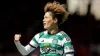 Kyogo Furuhashi celebrates scoring Celtic’s second goal (Steve Welsh/PA)