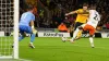 Matt Doherty (centre) scores Wolves’ fourth (Mike Egerton/PA)