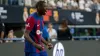 Ousmane Dembele celebrates scoring for Barcelona (Jeffrey McWhorter/AP).