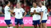 England’s Lucy Bronze, Lauren Hemp, Lauren James and Alessia Russo, left to right, represent Barcelona, Manchester City, Che