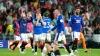 Rangers players celebrate their victory against PSV last year (Zac Goodwin/PA)