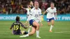 Alessia Russo celebrates the winning goal for England (Isabel Infantes/PA)