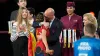 Luis Rubiales, centre, has apologised for his behaviour at Sunday’s World Cup final (Alessandra Tarantino/AP)