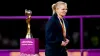 England head coach Sarina Wiegman walks past the Women’s World Cup trophy (Zac Goodwin/PA)