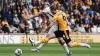 Andy Cook scores Bradford’s third goal against Newport. (Robbie Stephenson/PA)