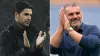 Mikel Arteta, left, hailed Ange Postecoglou’s early impact at Tottenham (Nigel French/Nick Potts/PA)