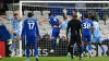 Dimitrios Goutas, centre left, heads Cardiff in front against Coventry (Simon Galloway/PA)