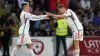 David Brooks (right) celebrates scoring Wales’ second goal with Harry Wilson against Latvia in Riga (Tim Goode/PA)