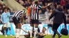 Newcastle’s Paul Dummett (on the ground) turned in a fine individual display against Manchester City (Owen Humphreys/PA)