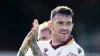 Bradford’s Andy Cook celebrates victory over Newport with the match ball after completing his hat-trick. (Robbie Stephenson/