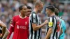 Liverpool’s Virgil van Dijk (left) received an additional ban and a £100,000 fine for his sending-off at Newcastle (Owen Hum