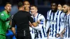 West Brom captain Jed Wallace, centre, appeals to referee James Linington after Cedric Kipre, second right, is penalised (Ni