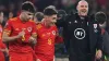 Harry Wilson, centre, wants Rob Page, right, to stay as Wales boss (Simon Galloway/PA)