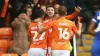 Jake Beesley (centre) scored a brace for Blackpool (Tim Markland/PA)