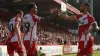 Jamie Reid, left, scored Stevenage’s winner against Lincoln (George Tewkesbury/PA)