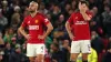 Manchester United’s Sofyan Amrabat and Harry Maguire (right) react after Newcastle go 3-0 up at Old Trafford (Martin Rickett