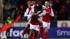 Christ Tiehi, bottom, celebrates after scoring Rotherham’s late equaliser (Simon Marper/PA)