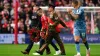 Caiden Storry, centre, performed the Last Post ahead of Forest’s win against Aston Villa (Nick Potts/PA)