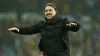 Leeds manager Daniel Farke celebrates after the big win over Ipswich (Danny Lawson/PA)