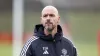 Manchester United manager Erik ten Hag during a training session at the Trafford Training Centre, Carrington, Manchester. Pi