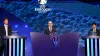 UEFA deputy general secretary Giorgio Marchetti, centre, had to address an unscheduled interruption to the Euro 2024 draw (A