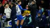 Jack Hinshelwood (left) is congratulated by manager Roberto De Zerbi (Adam Davy/PA)