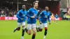 Rangers’ Kieran Dowell, centre, celebrates scoring against Motherwell (Steve Welsh/PA)