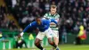 Celtic’s Alistair Johnston (right) and Rangers’ Abdallah Sima in penalty controversy (Jane Barlow/PA)