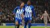 Joao Pedro, left, scored twice in Brighton’s 4-2 victory over Tottenham (Gareth Fuller/PA)