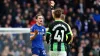 Referee Craig Pawson shows a red card to Chelsea’s Conor Gallagher against Brighton (John Walton/PA)