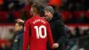 Marcus Rashford with manager Erik ten Hag (Martin Rickett/PA)